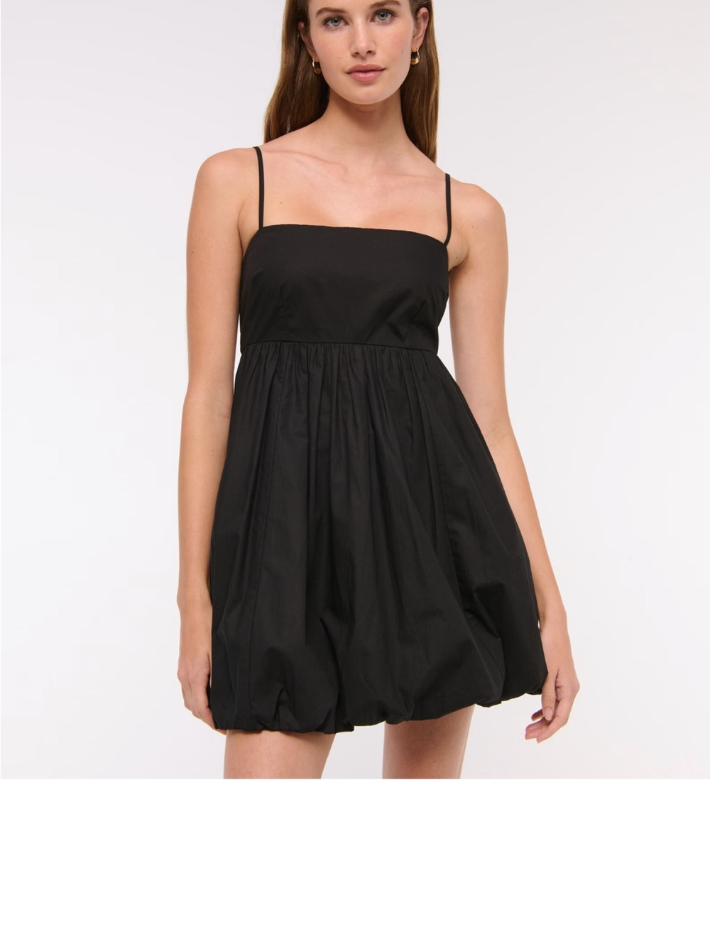 Abercrombie & Fitch Black Spaghetti-Strap Bubble Hem Mini Dress